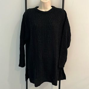 Vintage 90s Diane Von Furstenberg Sweater Pullover Black Metallic Glitter Women
